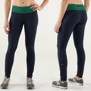 Lululemon Speed Leggings Inkwell Stripe Green Bean